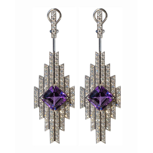 Amethyst and Diamond Earrings