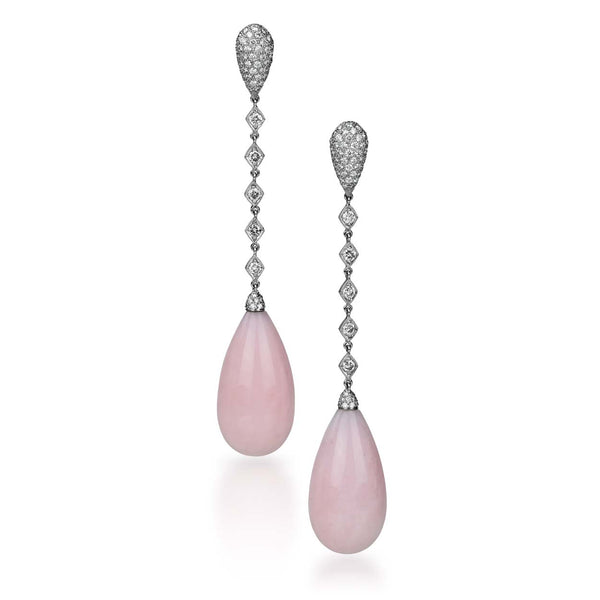 Pink Opal and Diamond Earrings