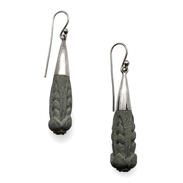 Silver Lotus Flower Earrings